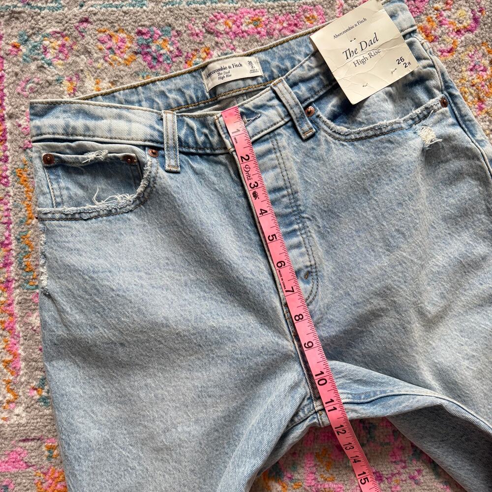 Abercrombie & Fitch Curve Love The Dad High Rise Blue Jeans Women's 26/ 2 Reg - Picture 8 of 12